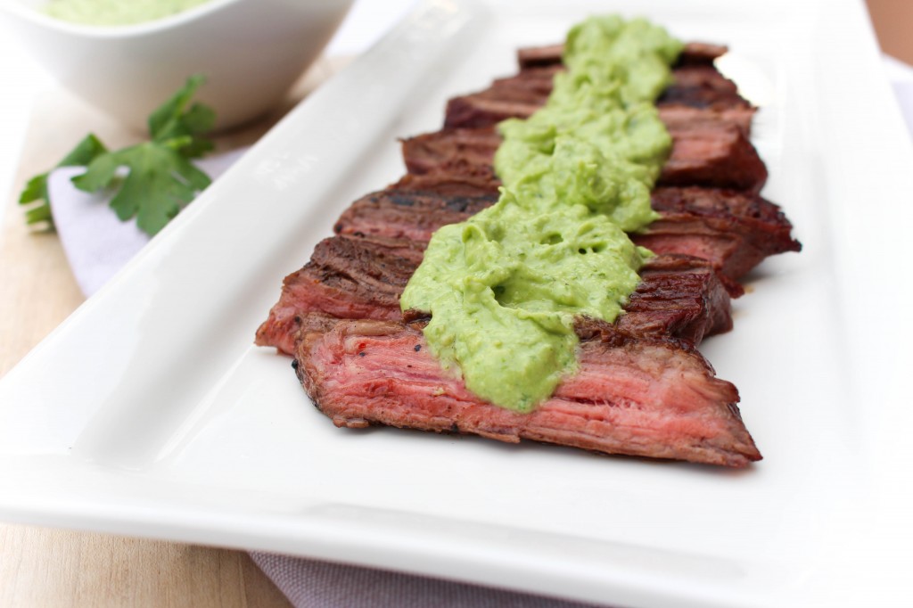 Flank Steak with Creamy Chimichurri via RDelicious Kitchen @rdkitchen