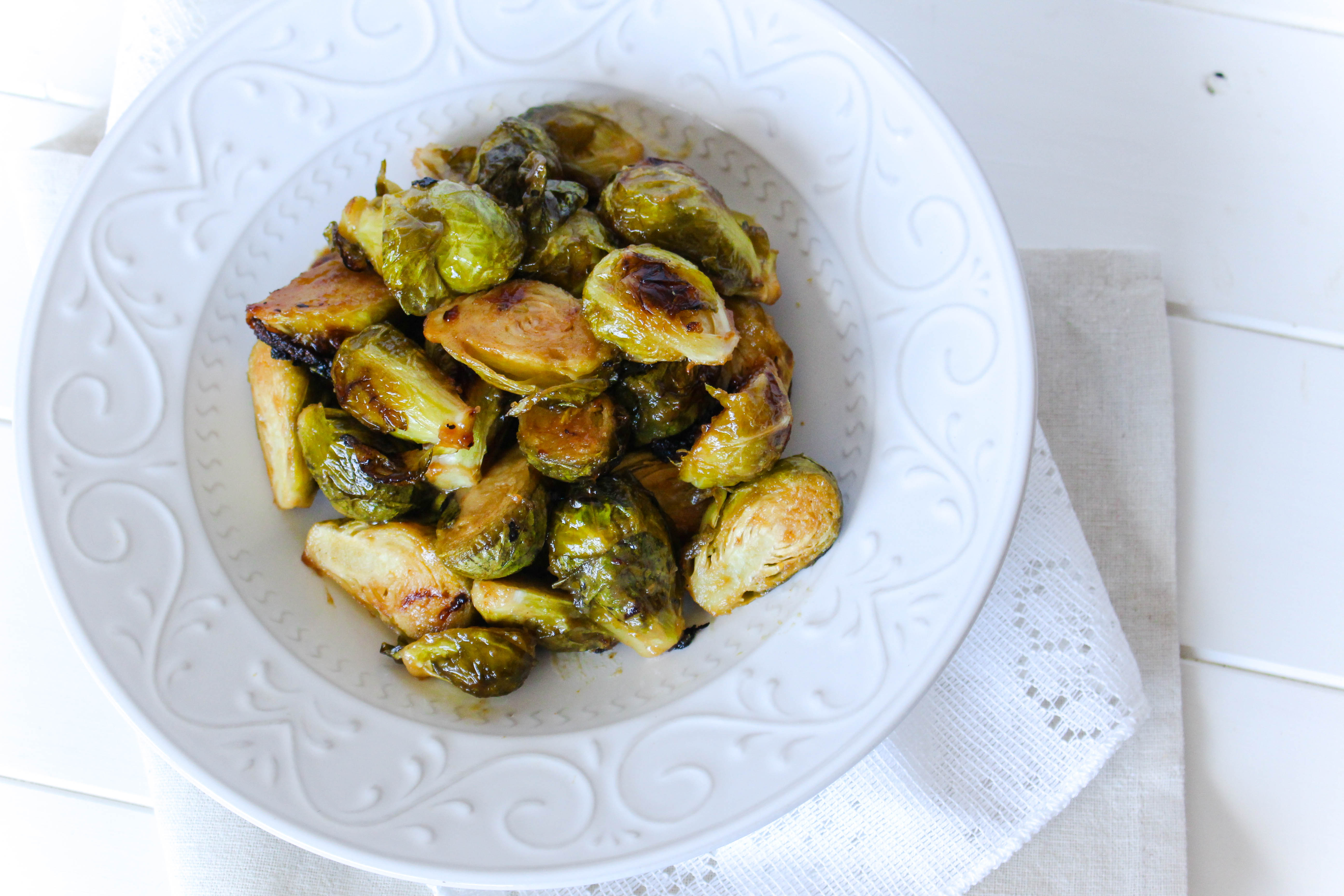 Roasted Maple-Mustard Glazed Brussels Sprouts - Chef Julie Lopez, RD 