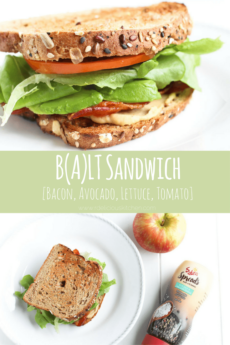 BALT - Bacon, Avocado, Lettuce, Tomato Sandwich via RDelicious Kitchen @RD_Kitchen