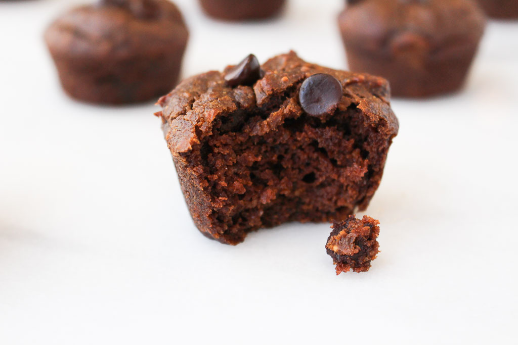 Flourless Chocolate Peanut Butter Muffins via RDelicious Kitchen @RD_Kitchen