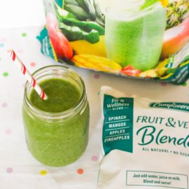 green smoothie in a mason jar