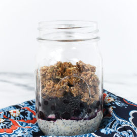blueberry overnight oats in a mason jar