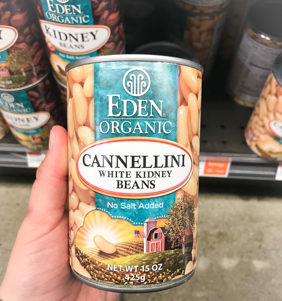 hand holding Eden Organic Canned Beans