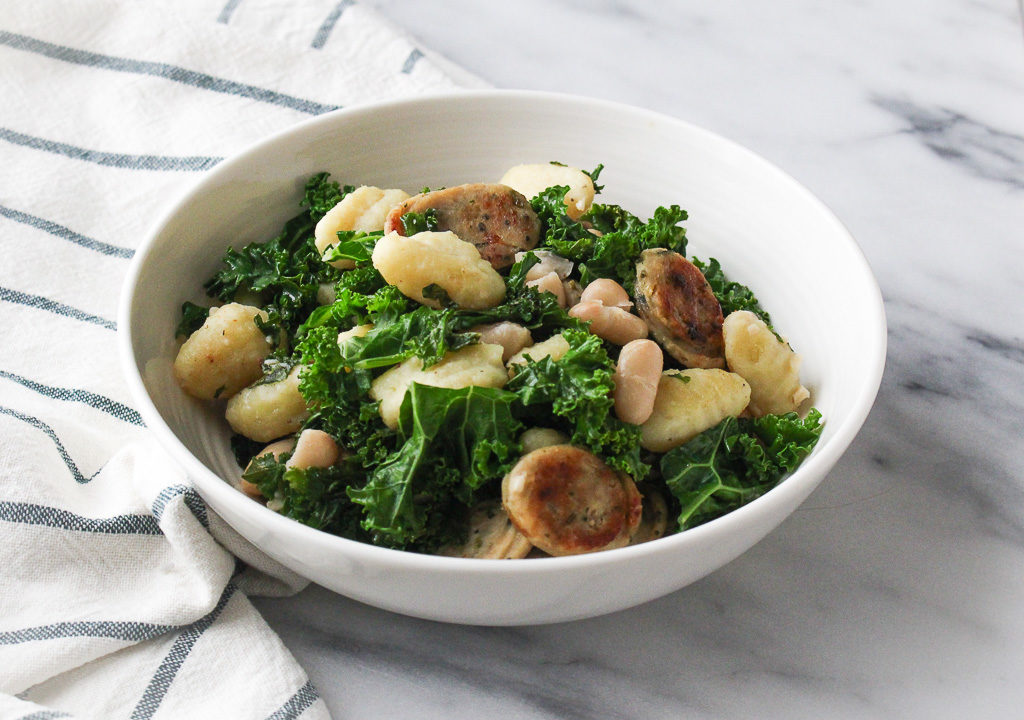 kale with chicken sausage and gnocchi